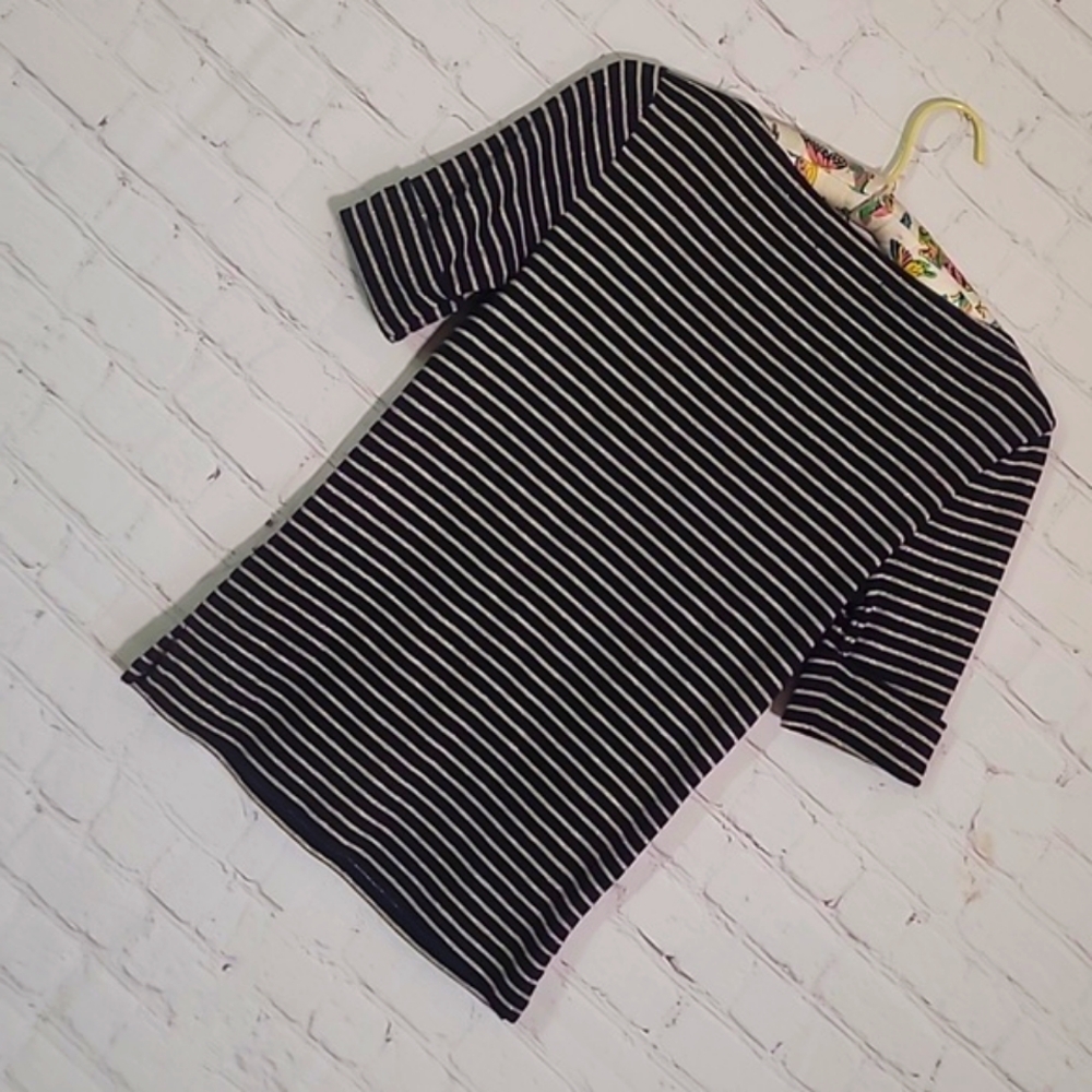 Ralph Lauren Green Tag Navy Blue & Gold Striped Quarter Sleeve Top Womens Size S - Picture 11 of 12